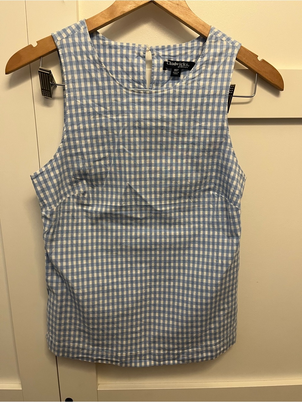 Chadwicks Women’s Light Blue Gingham Sleeveless Top